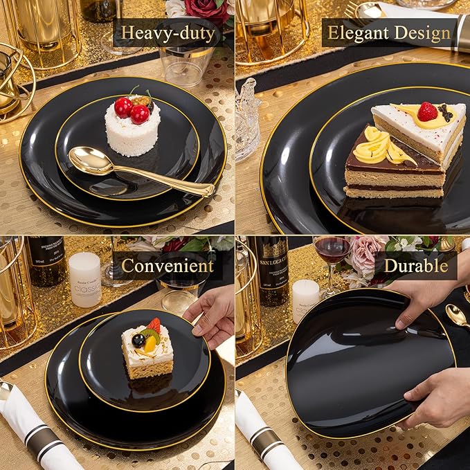 KIRE 175Pcs Black Plates Disposable - Image 7