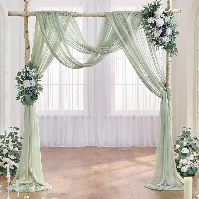 Sage Arch Drapes for Wedding Arch Draping Fabric Sheer Backdrop Curtain for - Image 5
