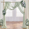 Sage Arch Drapes for Wedding Arch Draping Fabric 2 Panel Sheer Backdrop Curtain by Gogoparti