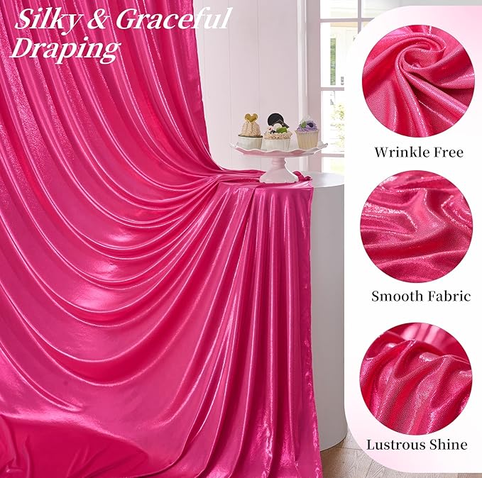 10ftx10ft Hot Pink Sequin Backdrop Curtain - Image 4