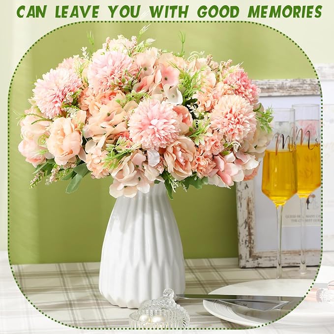 Tigeen Artificial Flowers Artificial Peonies Silk Flowers Faux Peony Fake Peony - Image 3