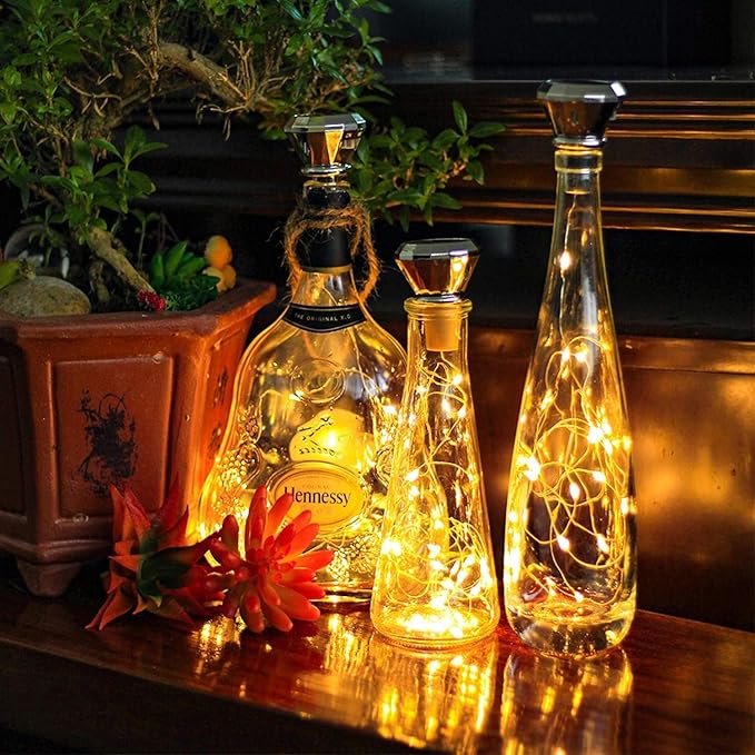 Upgraded 12 Pack Diamond Solar Wine Bottle Lights, 20 LEDs Waterproof Copper - Image 6