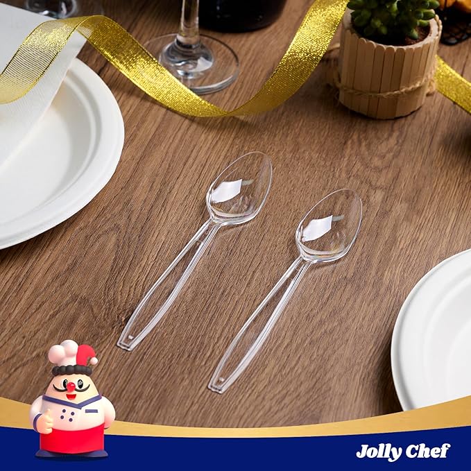 JOLLY CHEF 300 Count Clear Plastic Teaspoons Heavy Duty, 6.54" Heat Resistant - Image 8