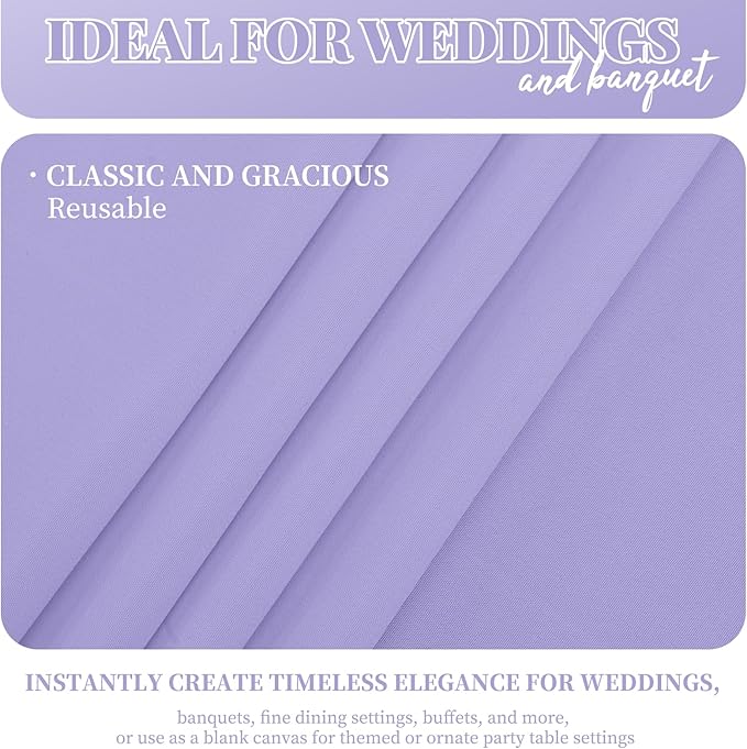 12 Pack 60 x 102 Inch Rectangle Tablecloth Lavender Polyester Tablecloth - Image 3