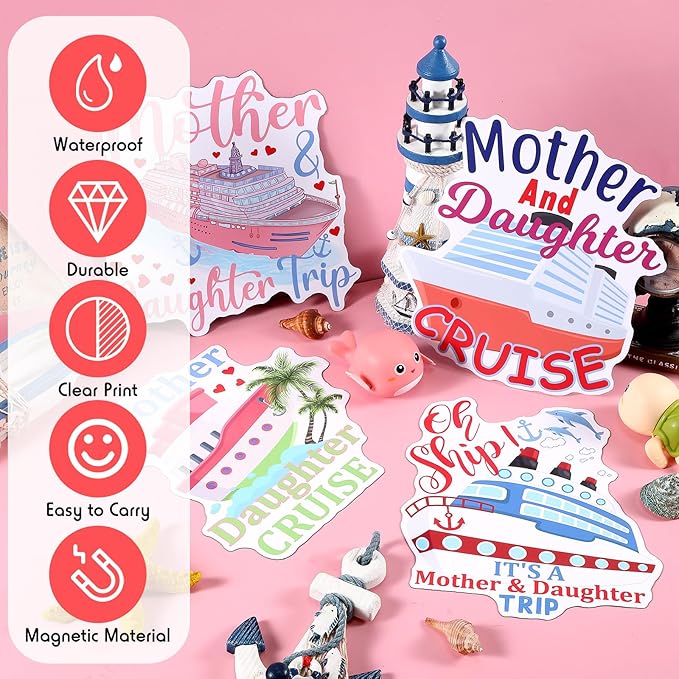 Hoteam 4 Pcs Mother Daughter Cruise Door Decorations Magnetic Large Cruise Ship - Image 5