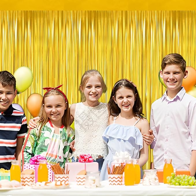 Gold Foil Fringe Curtain 3.3×8.3FT 6 Packs, Metallic Tinsel Curtains Party - Image 5
