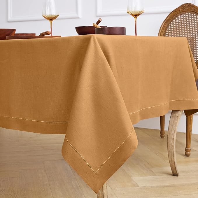 Solino Home Brown Sugar Linen Tablecloth 60 x 90 Inch - Image 3