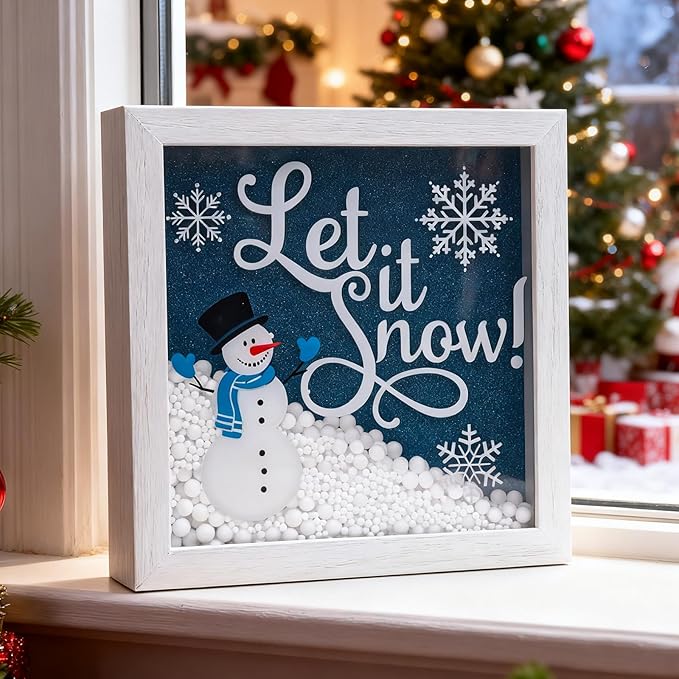 Christmas Wooden Tabletop Sign Blue Snowman - Image 4