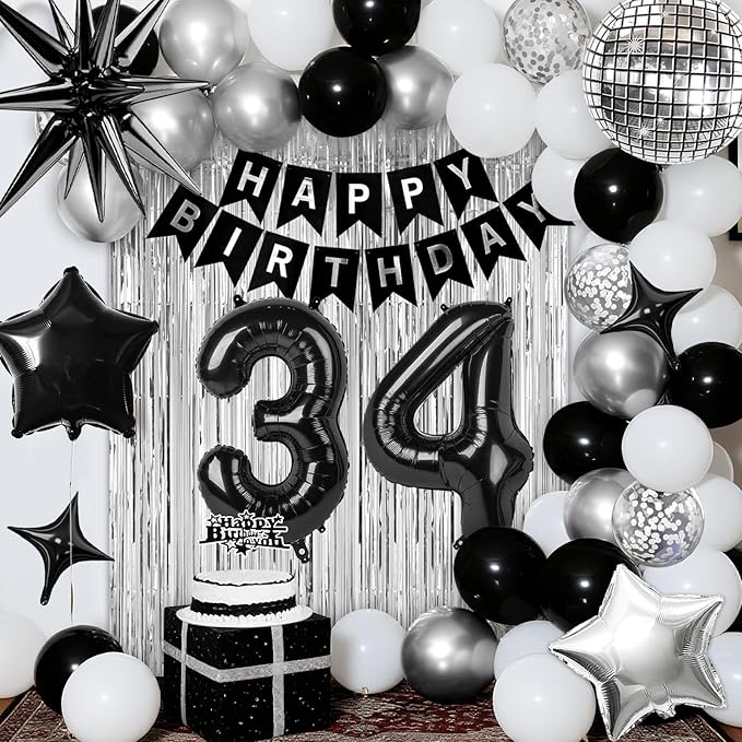 34th Birthday Decorations for Men Women, Fringe Curtains Kit - Image 7