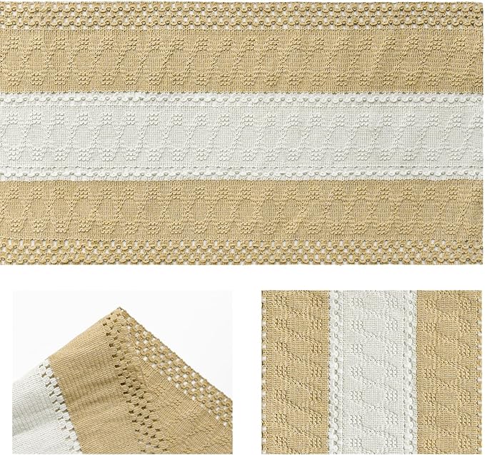 Artoid Mode Burlap Brown Farmhouse Rustic Table Runner, Seasonal Hollow Kitchen - Image 6
