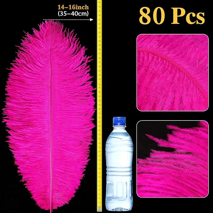 80 Pcs Large Natural Ostrich Feathers Plumes 14-16 Inch Bulk - Image 2