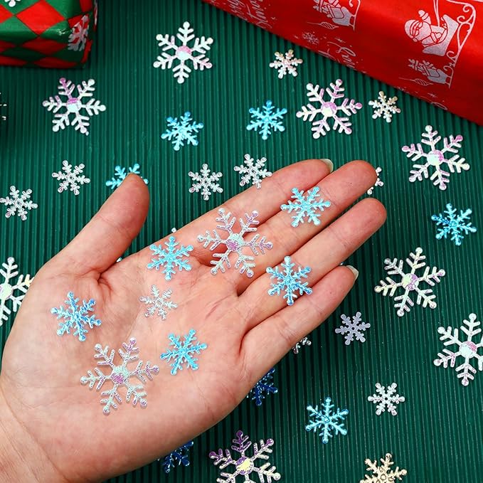 MARFOREVER Blue White Snowflake Confetti Decorations, Winter Glitter Confetti - Image 6