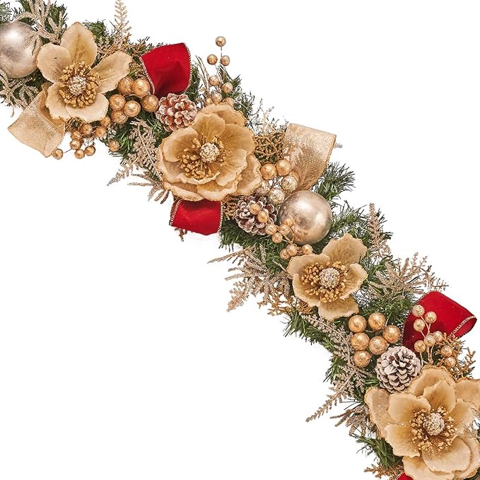 5ft Handcrafted Premium Christmas Garland Glittery Glam Magnolia - Image 5