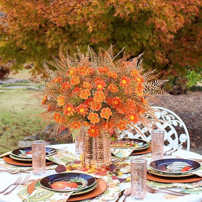 16 Pcs Fake Fall Flowers Outdoor Fall Artificial Flower Arrangements Faux Fall - Image 4