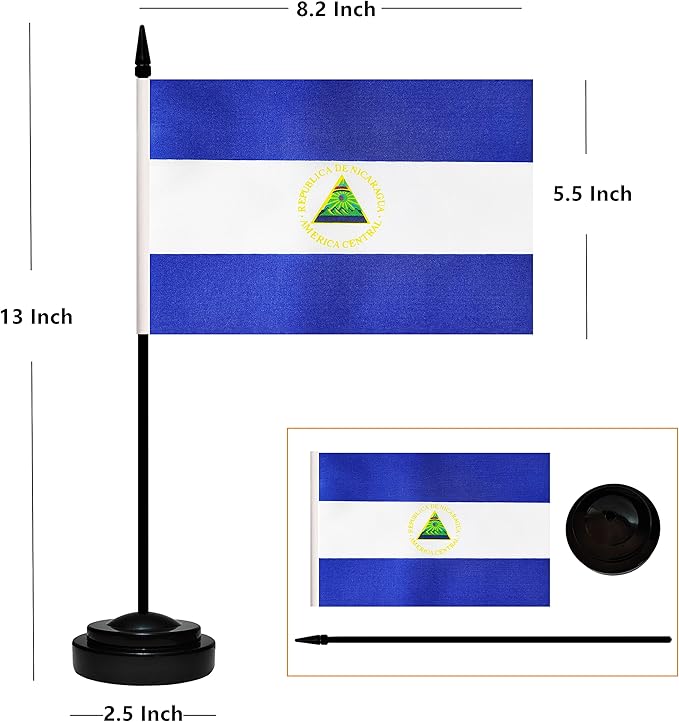 12 Pack Nicaragua Desk Flags Set, Nicaraguan Small Mini Table Office Flags - Image 2