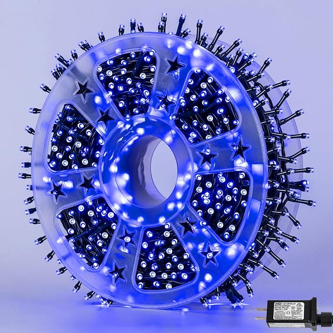 YEGUO 165ft 500 LED Blue Christmas Lights Outdoor Waterproof, 8 Modes Twinkle by YEGUO