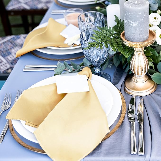 Aneco 12 Pieces Satin Napkins Soft Dinner Napkins Square Weddings Table Napkin - Image 5