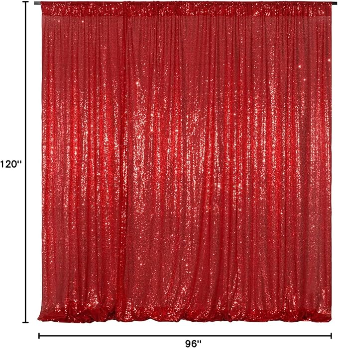 Poise3EHome Red Sequin Backdrop, 8FT x 10FT Sequin Photography Backdrop Curtain - Image 9