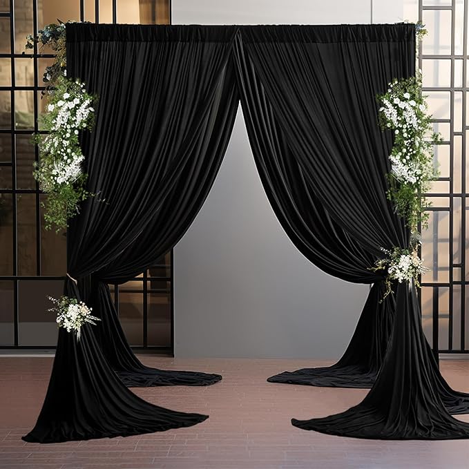 10ft×9ft Black Backdrop Curtain, Wrinkle Free Thick Polyester Drapes - Image 4