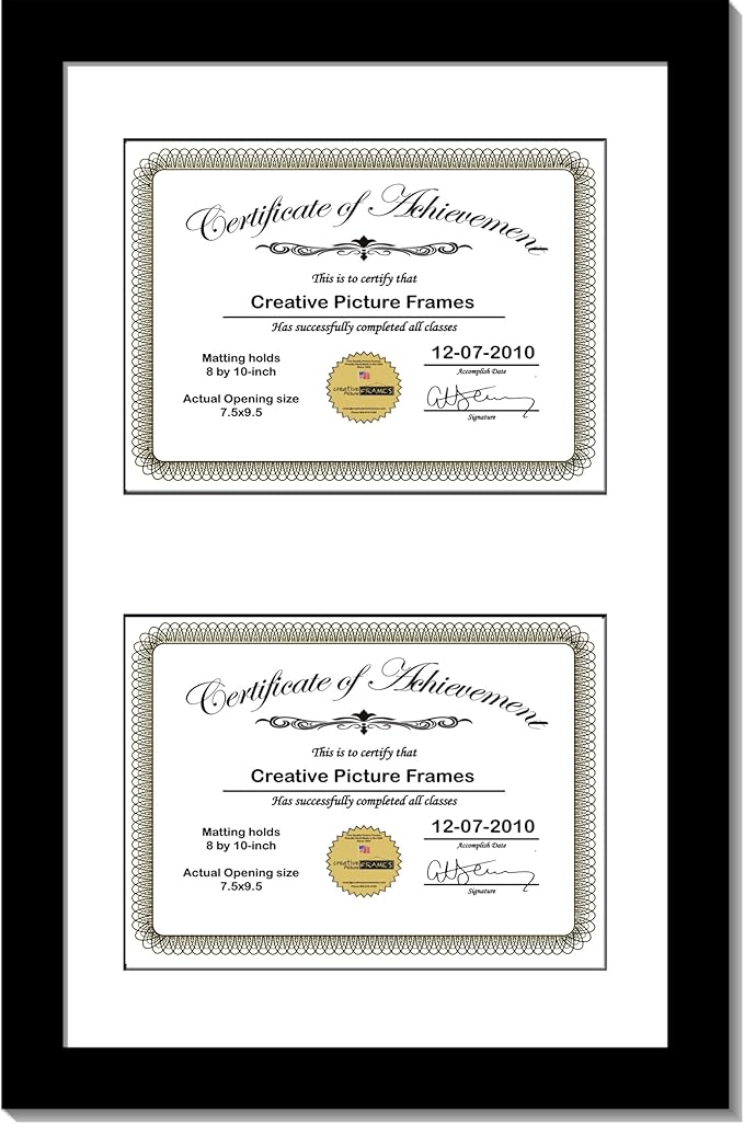 Creative Picture Frames 14X20Bk-W Black Vertical Double Diploma Frame by CreativePictureFrames