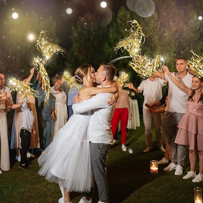 100 Pcs Lighted Wedding Wands LED Tinsel Wands Light up Streamers Sparklers - Image 3