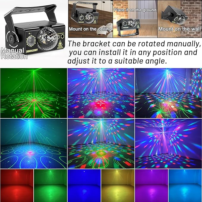 Party Lights, DJ Disco Light Disco Ball Light Sound Activated Strobe Stage - Image 3