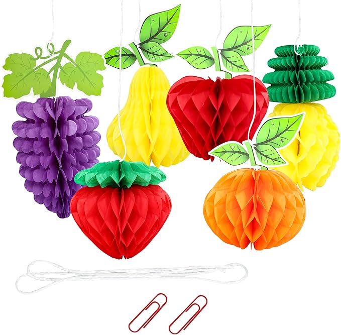 Gyufise 6Pcs Fruit Honeycomb Centerpieces Hawaiian Summer Fruit Table Toppers by Gyufise