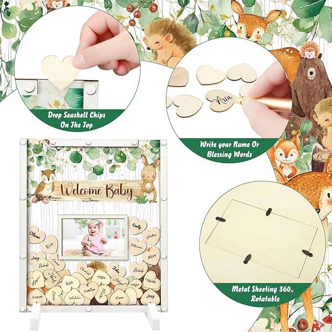 65 Pcs Woodland Animal Baby Shower Guest Book Alternatives He or She Gender - Image 5