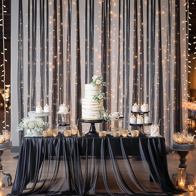 20×10ft Black Tulle Backdrop Curtain - Image 5