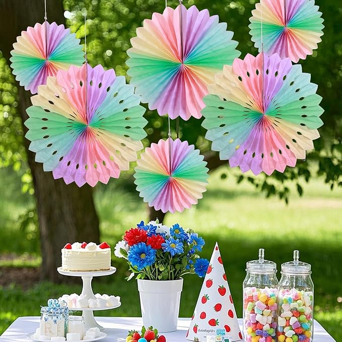 SUNBEAUTY Paper Fan, Pastel Flowers, Decor - Image 5