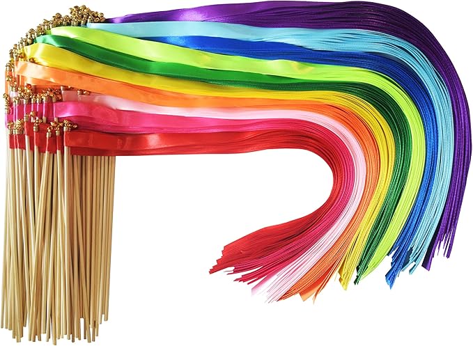 Kingsnow 100 Pieces Multi-Color Ribbon Wands Streamers Sticks by Kingsnow