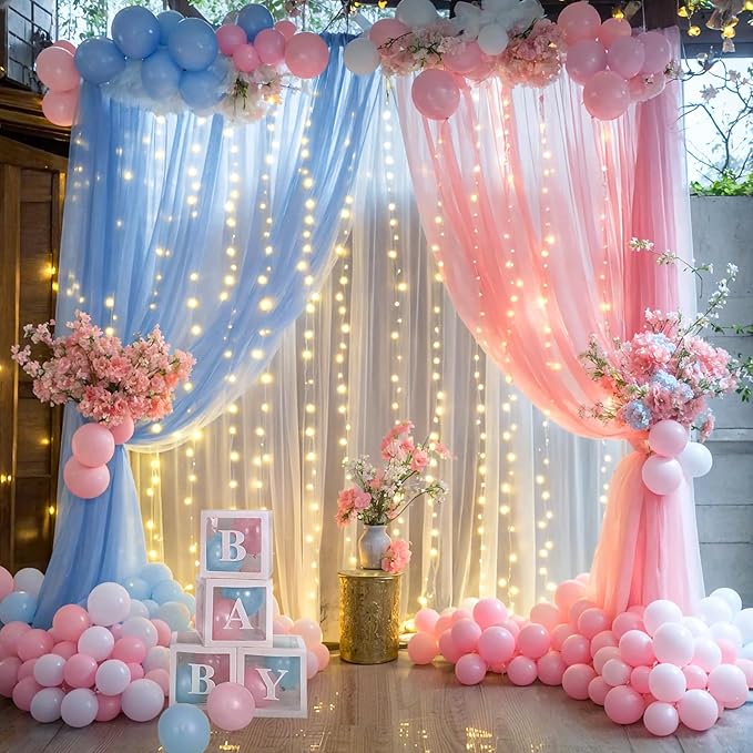 Pink and Blue Backdrop Curtains by Suppromo