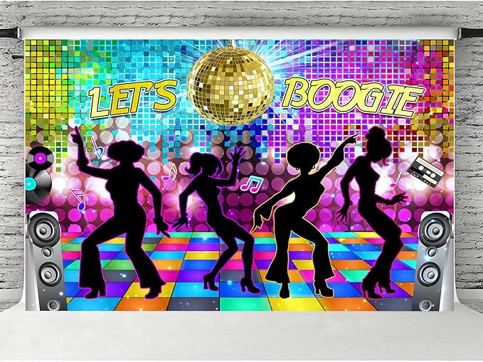 Disco Backdrop 7 x 5 ft Retro Glow Party 70s 80s 90s Theme Stage Dance - Image 2