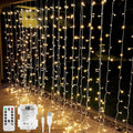 LE Fairy Curtain Lights Battery Operated & USB Plug in, Remote 10 x 10 ft by LightingEVER