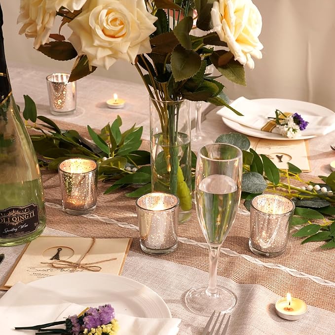 Homemory 12 Pcs Silver Votive Candle Holders, Mercury Glass Candle Holder - Image 3