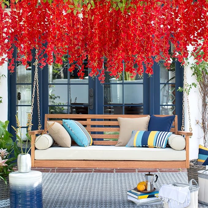24 Pack Artificial Fake Wisteria Vine Ratta Hanging Garland Silk Flowers String - Image 6