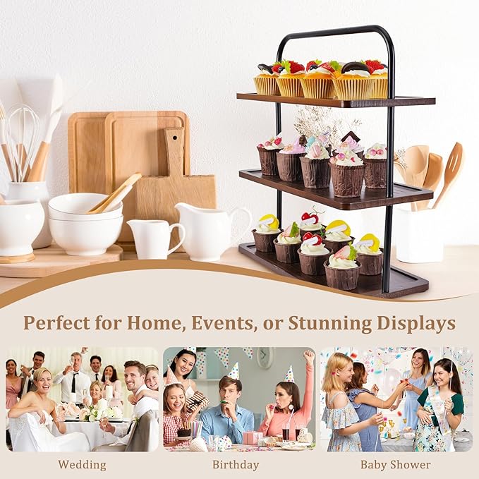 Solid Hardwood Cupcake Stand, Raised Edges - Image 2