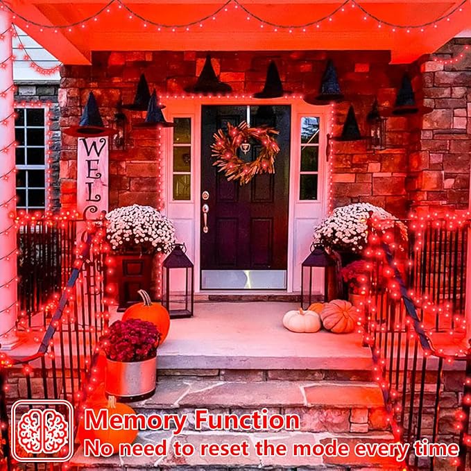 YEGUO 66ft 200 LED Red Halloween Lights Outdoor Waterproof, 8 Modes Twinkle - Image 4