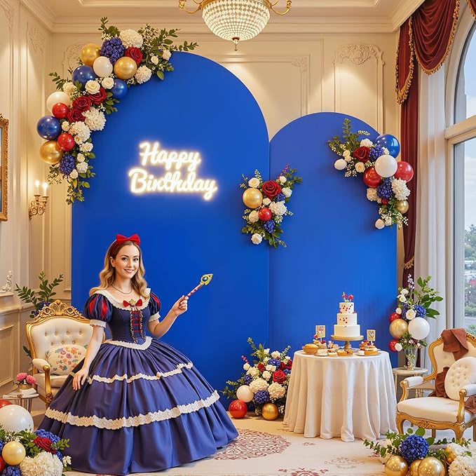 Royal Blue Arch Backdrop Cover for Wedding, 7.2FT 6FT Set of 2 Stretchy Spandex - Image 3