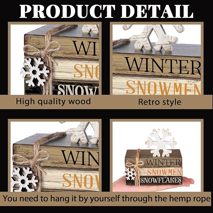 4 Pcs Winter Table Decorations Snowmmen Tiered Tray Decorations Christmas Mini - Image 6