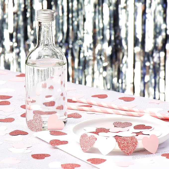 Rose-Gold Pink White Heart Confetti - Image 2