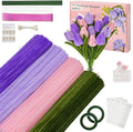 400 Pcs Chenille Stems Flowers Craft Kit, 4 Colors Soft Pipe Cleaners Bulk by upcheirna