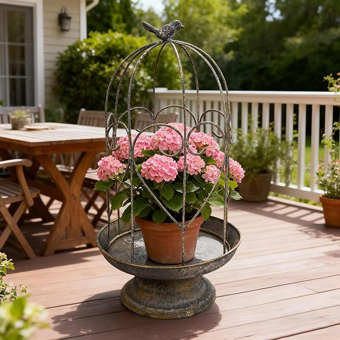 Rustic Farmhouse Metal Planter Holder Vintage Birdcage Candle Holder Distressed - Image 3