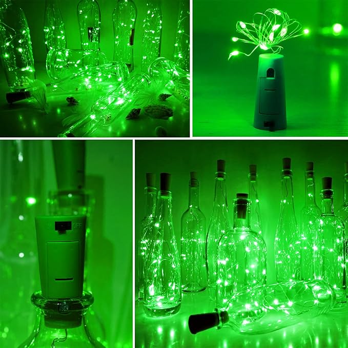 Wine Bottle Lights with Cork 15Pack 10 LED 40 Inches Battery Operated Silver - Image 5