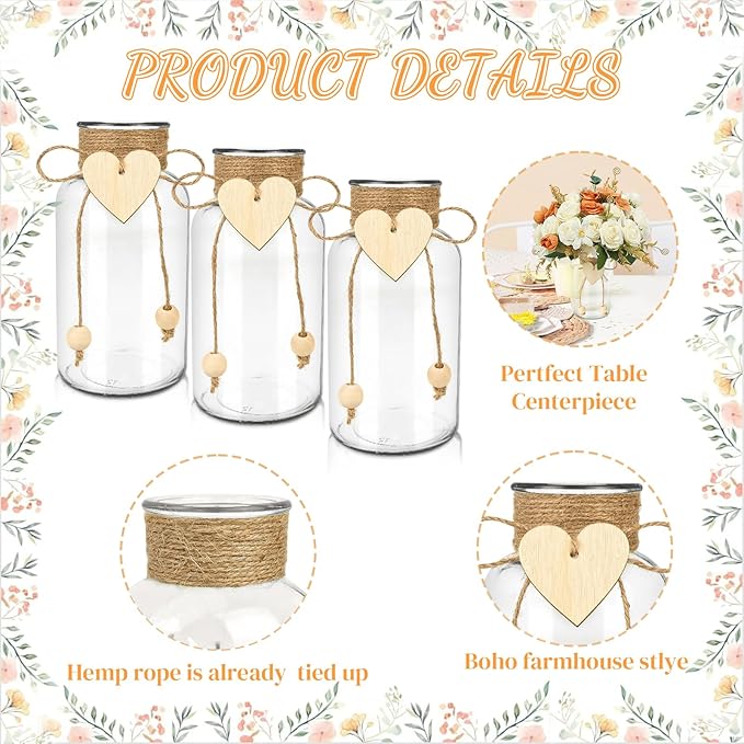 Vintage Glass Vases for Flowers, Bridal Shower Bud Vase Set - Image 3