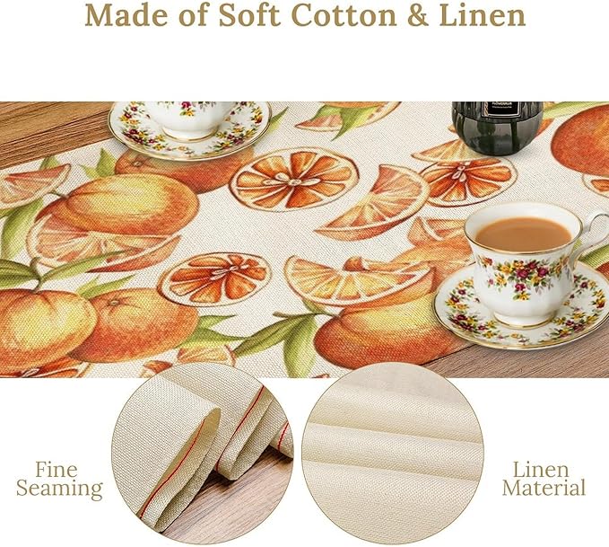 Spring Summer Orange Citrus Table Runner Sweet Fruit Botanical Print Little - Image 5