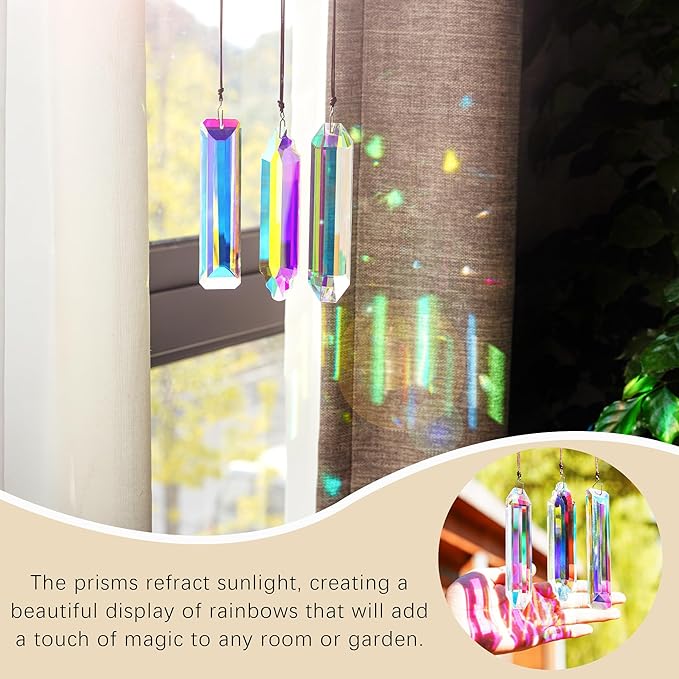 3PCS Crystal Suncatcher Prism for Window, 120mm/5'' Rectangle AB Colored - Image 6