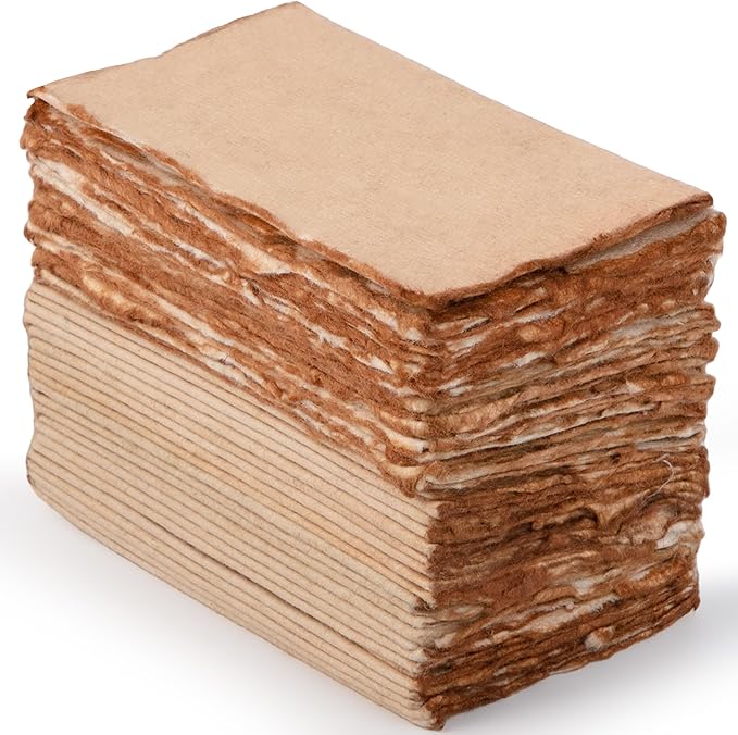Wanderings Vintage Handmade Deckle Edge Folded Paper – Folded to 3.5"x2" – 150 by Wanderings