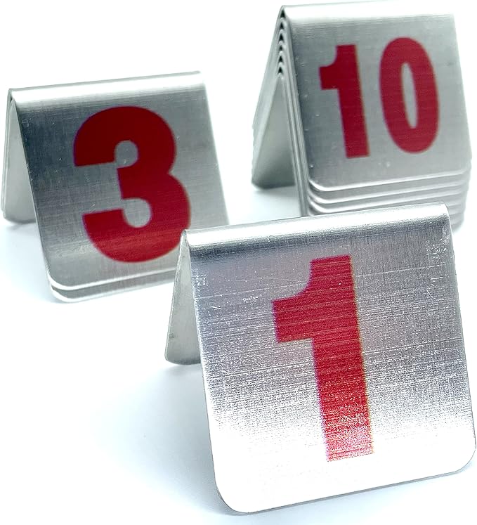 10 Pcs Metal Place Cards Stackable Tent Style Table Numbers，Place Card Holders by TRUEWON