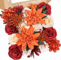 AmyHomie Orange Artificial Flowers Combo Silk Mix Peony Rose Hydrangea Fake by AmyHomie